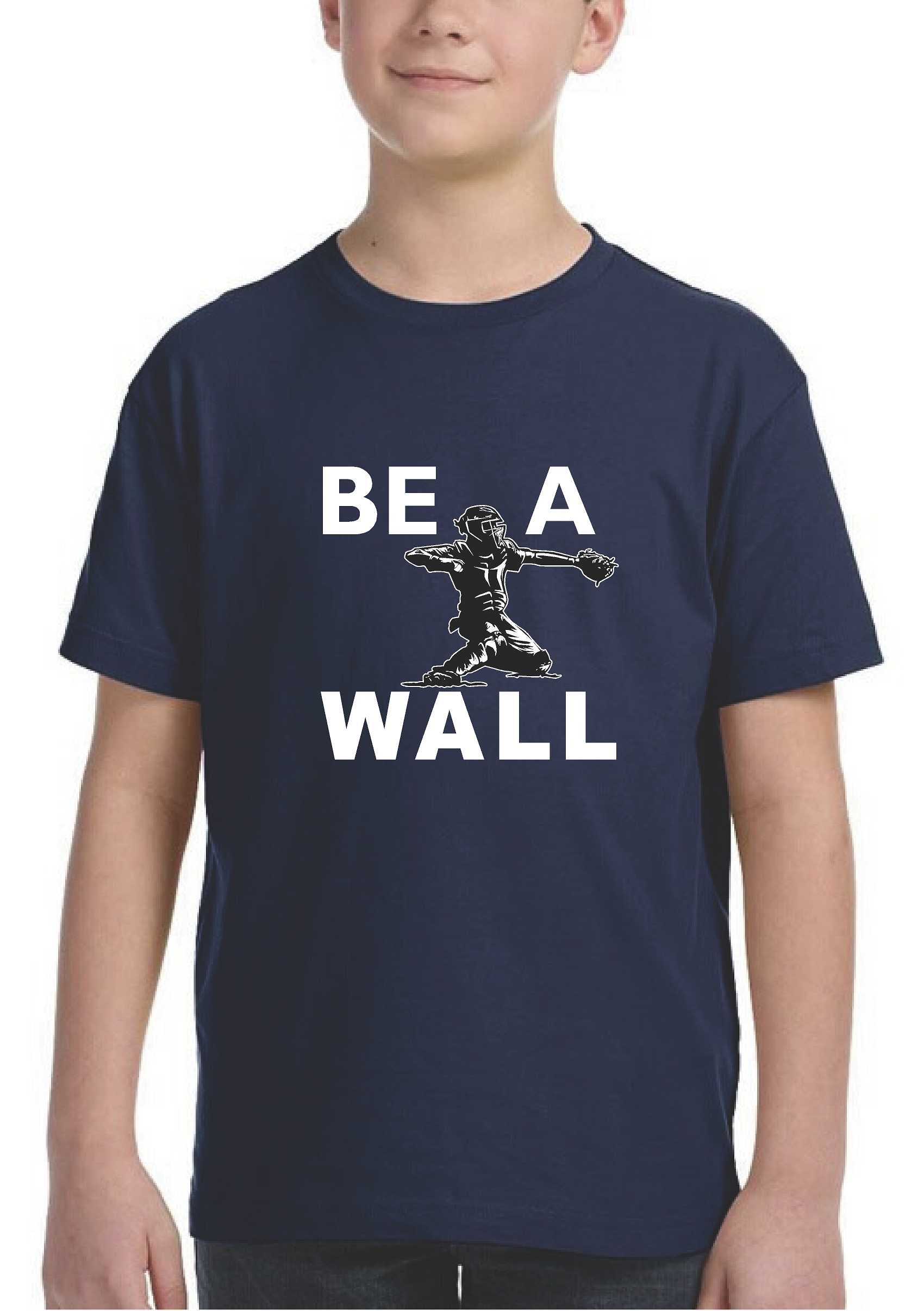 Be A Wall Boys Sports Shirt, Youth Baseball Tee Black / S